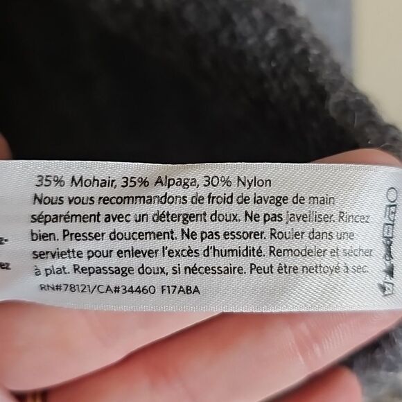 Eileen Fisher Brushed Alpaca Mohair Stripe Cardigan Open-Front Gray Ivory XS - Picture 6 of 8